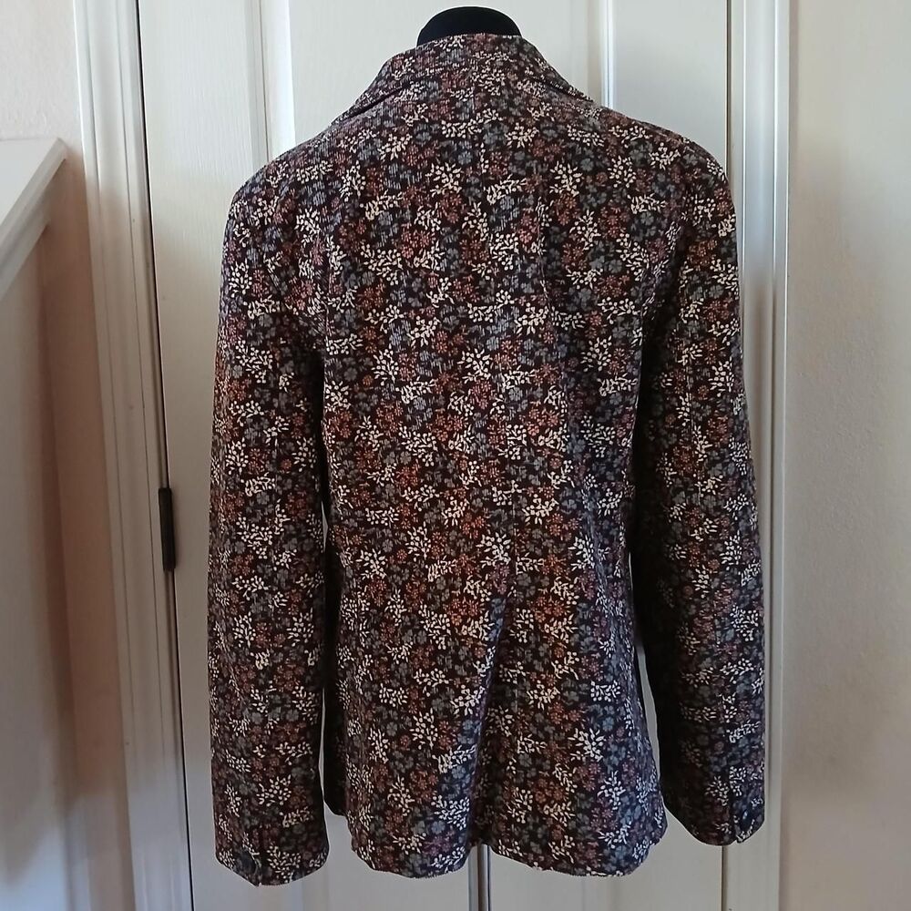 L.L. Bean Brown Floral Button single breasted Riding Equestrian Corduroy blazer - Picture 2 of 6